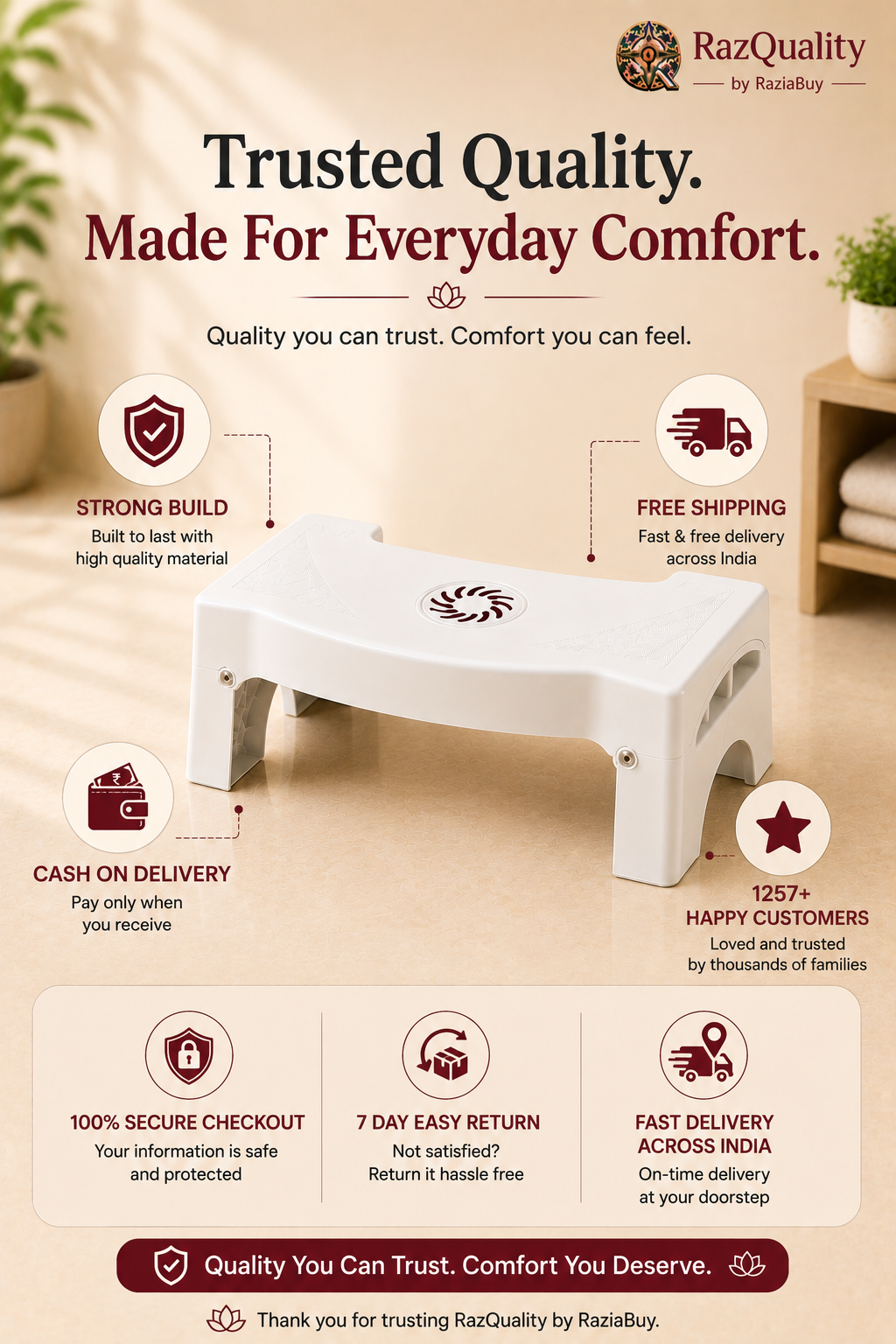 ReliefStep™ - Foldable Toilet Stool That Helps Reduce Pressure & Bathroom Time