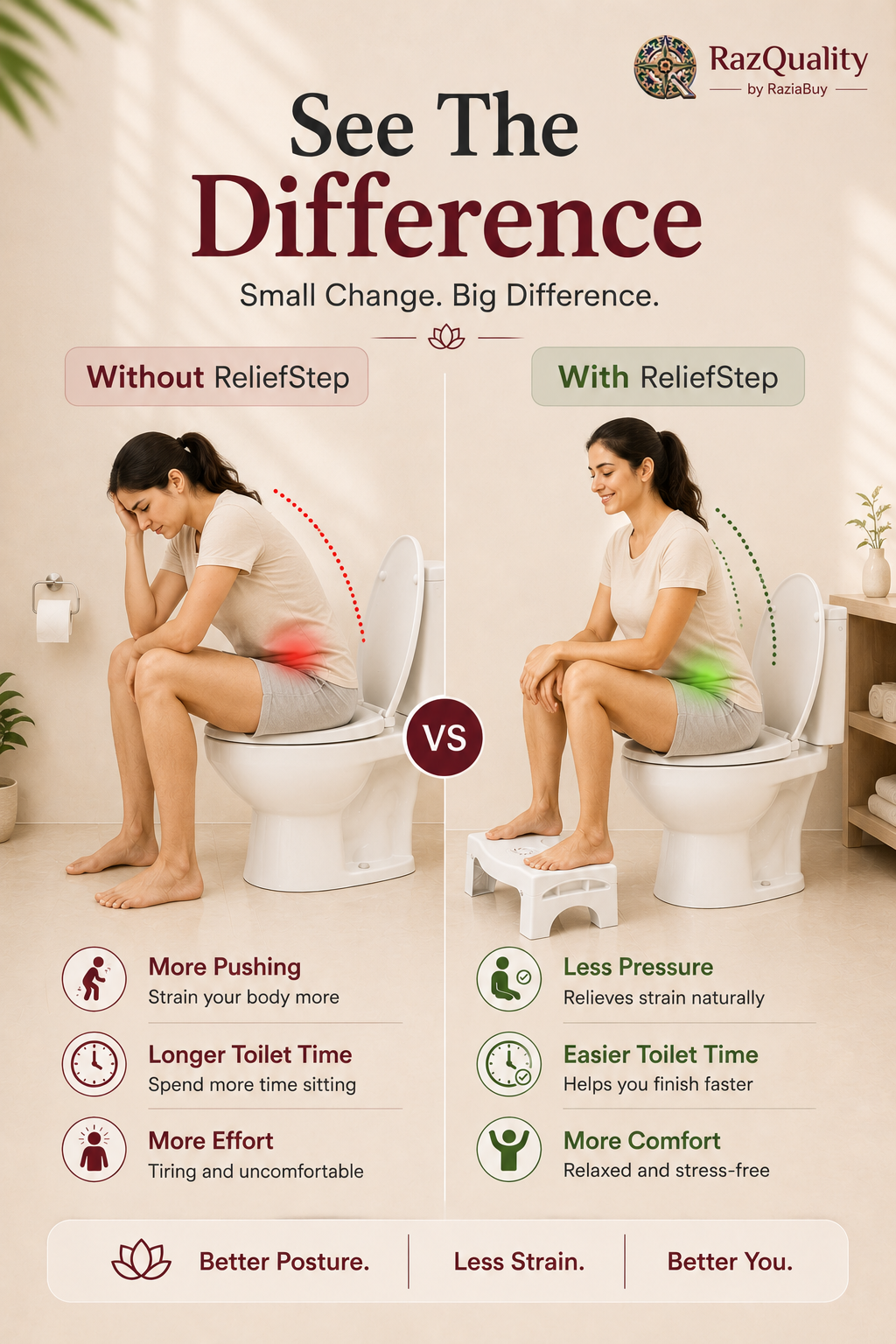ReliefStep™ - Foldable Toilet Stool That Helps Reduce Pressure & Bathroom Time